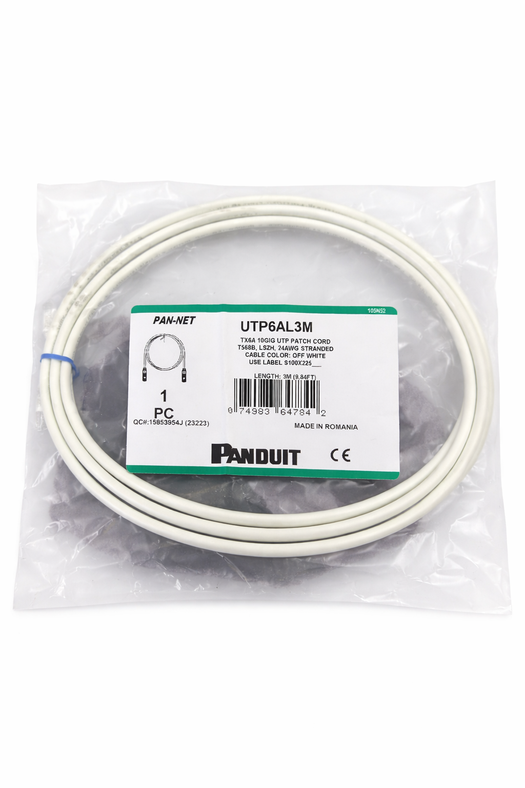 Panduit Cat6A Patch Cord 3M | UTP6AL3M