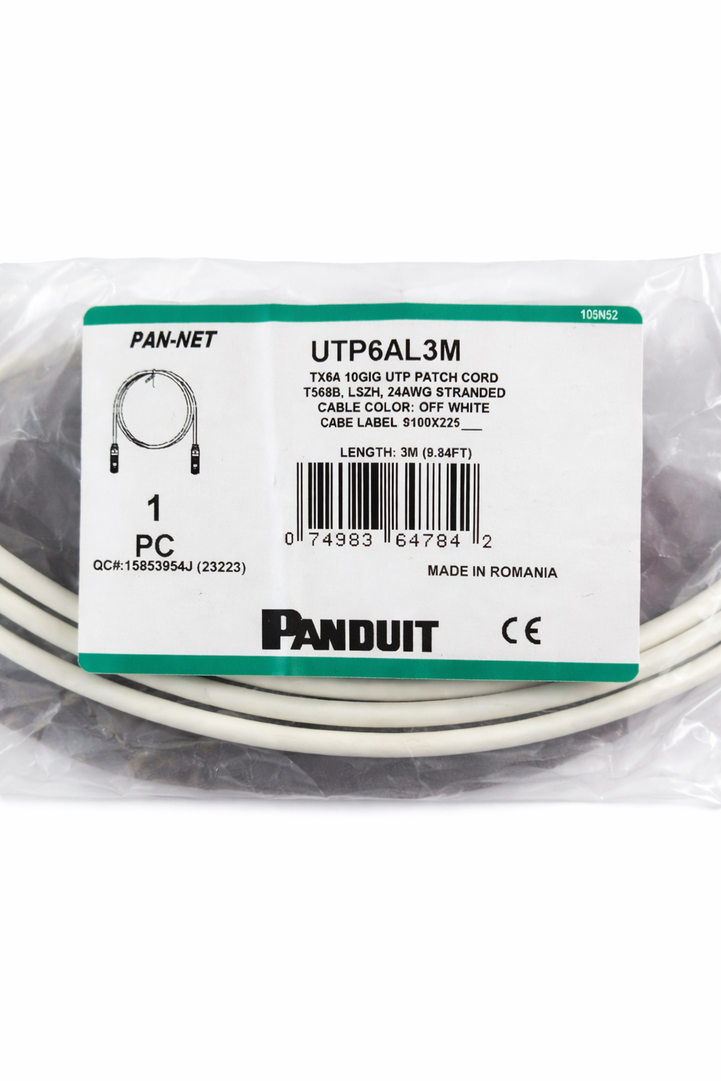 Panduit Cat6A Patch Cord 3M | UTP6AL3M - الصورة 2