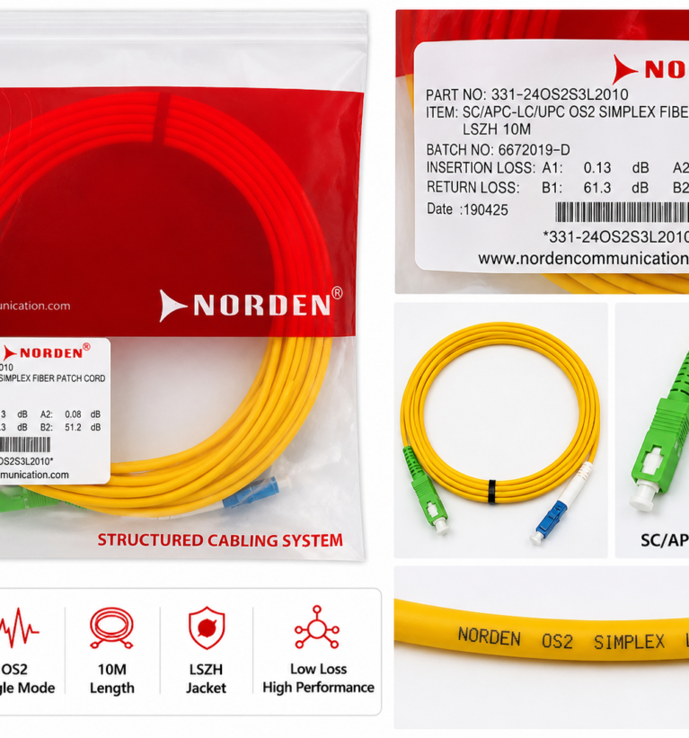 SC/APC to LC/UPC OS2 Simplex Fiber Patch Cord 10M LSZH