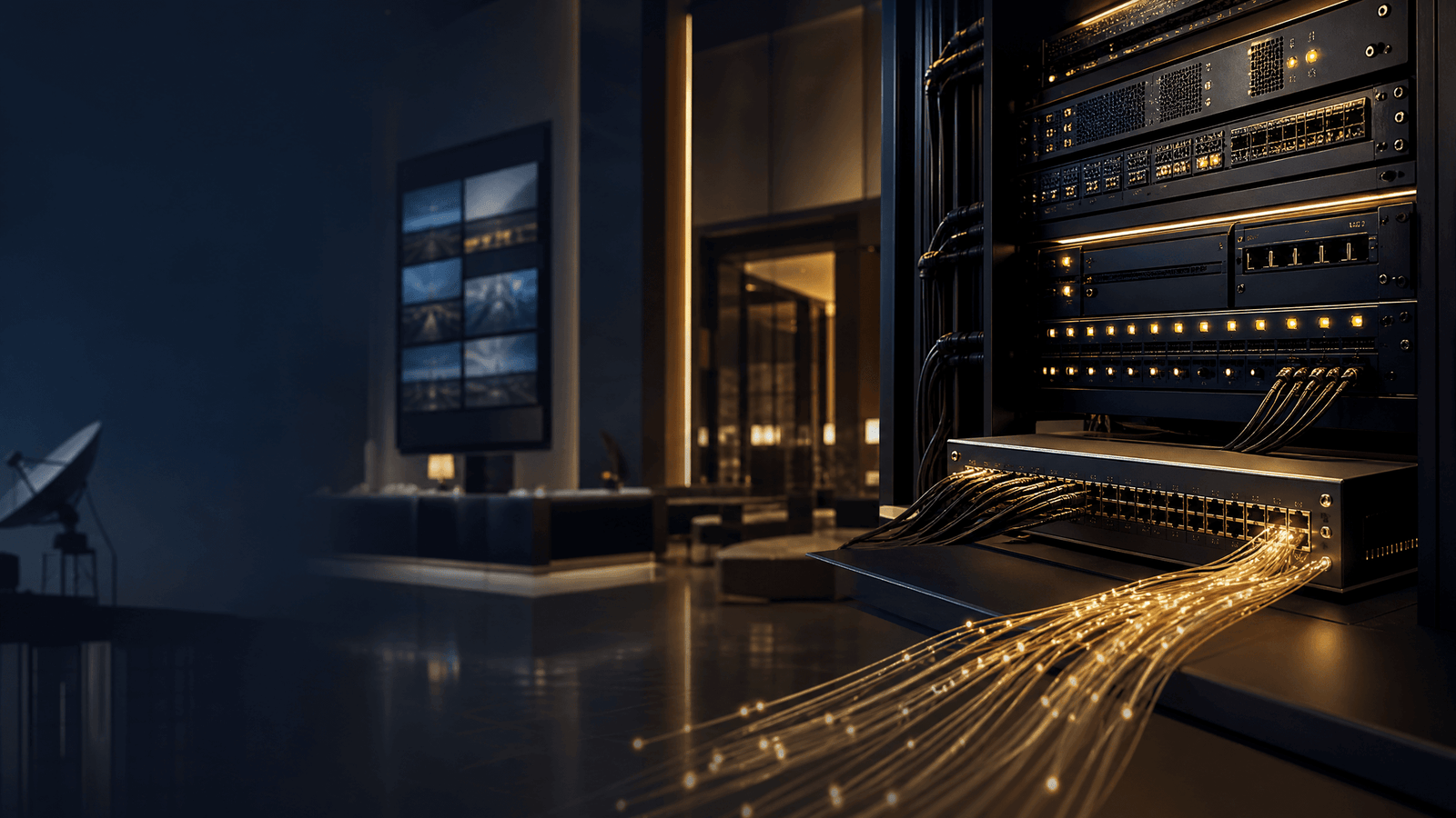 حلول IPTV وDigital TV وSMATV للمشروعات مع Headend وشبكة فايبر وسويتشات مُدارة لتوزيع المحتوى داخل فندق أو مبنى كبير
