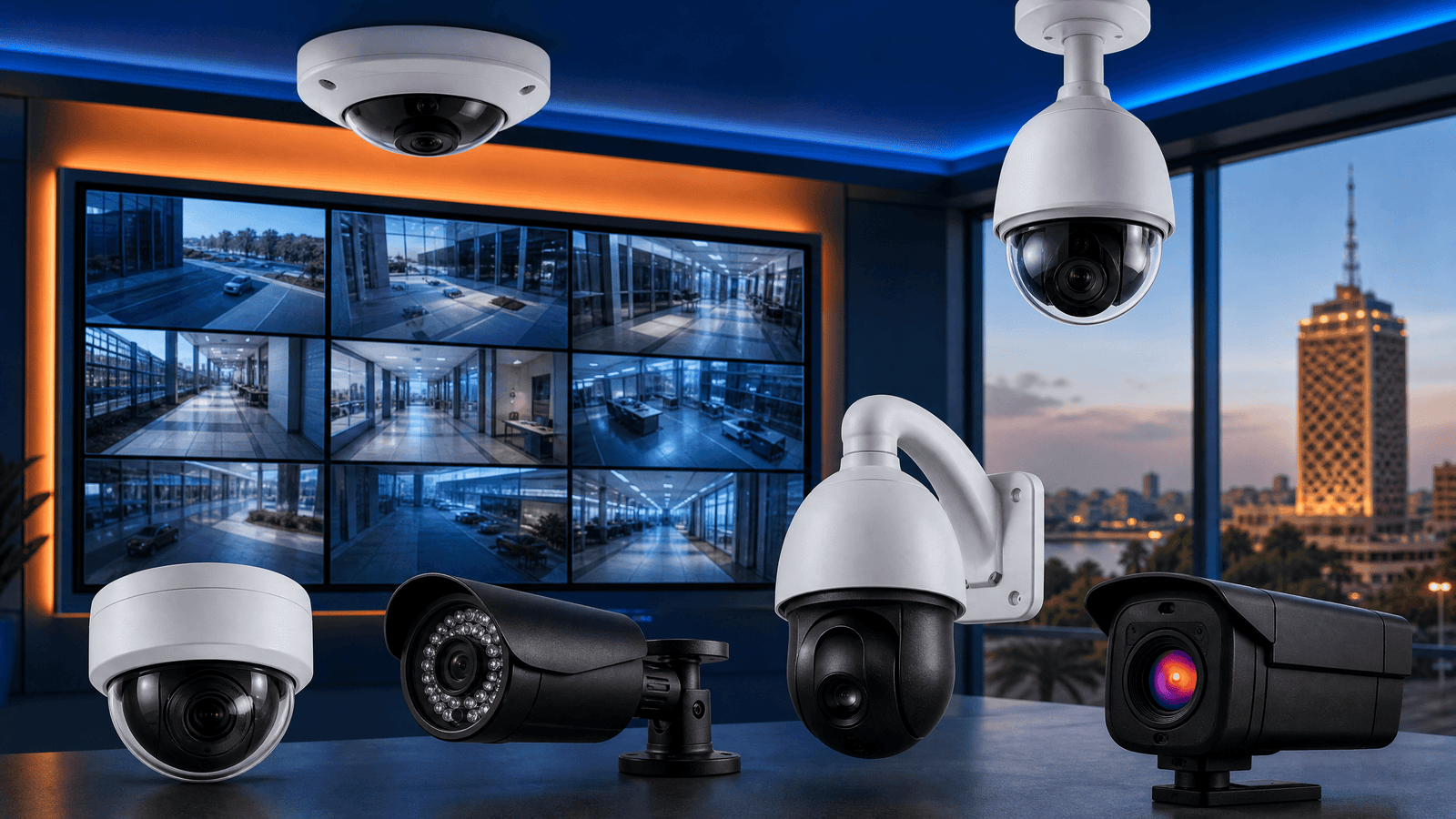 أنواع كاميرات المراقبة CCTV - Dome وBullet وPTZ